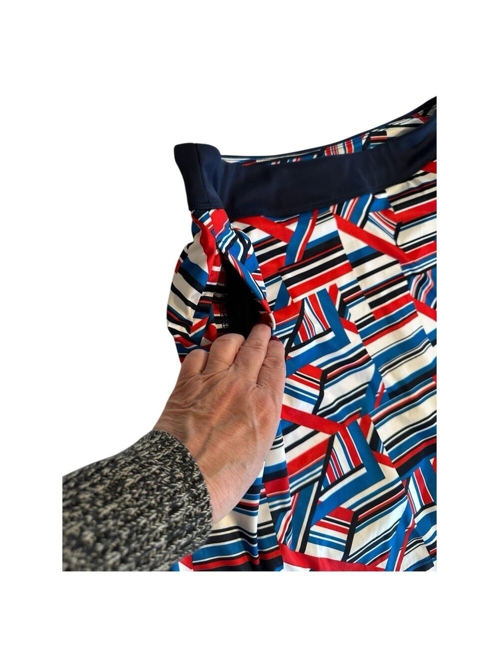 Greg Norman Tennis Golf Skort Mini Skirt Womens Large Blue Red & White Pockets - Picture 7 of 16